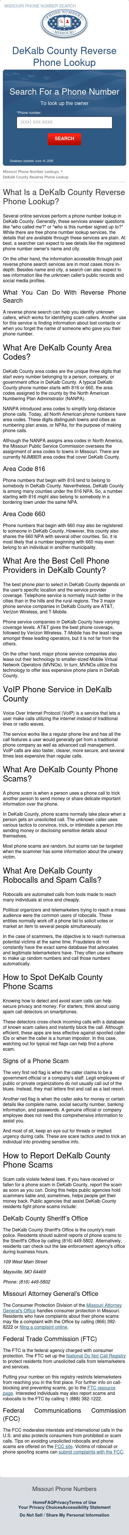 DeKalb County Phone Number Search - Maysville MO Lawyers