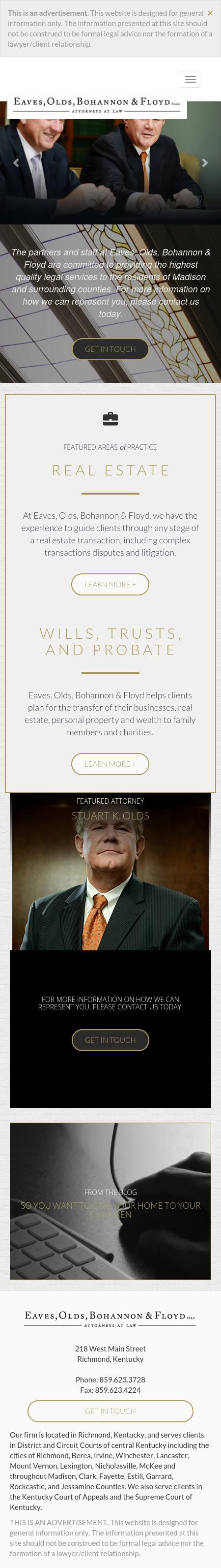 Eaves Olds Bohannon & Floyd PLLC - Richmond KY Lawyers