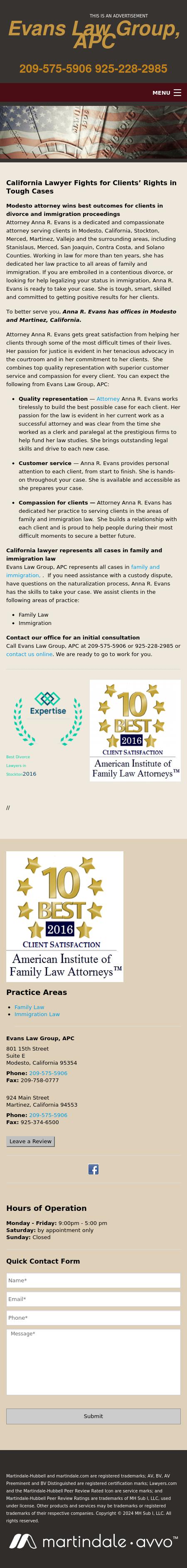 Evans Anna R. Law Offices Of - Modesto CA Lawyers