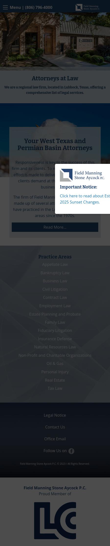 Field, Manning, Stone, Hawthorne, & Aycock PC - Lubbock TX Lawyers