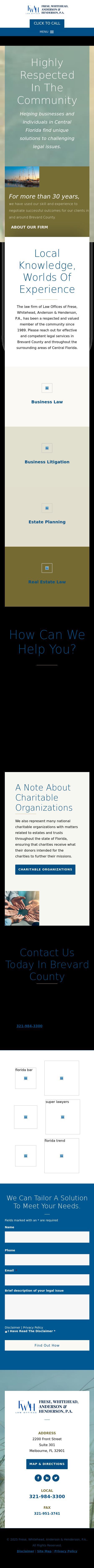 Frese, Hansen, Anderson, Anderson, Heuston & Whitehead, P.A. - Melbourne FL Lawyers