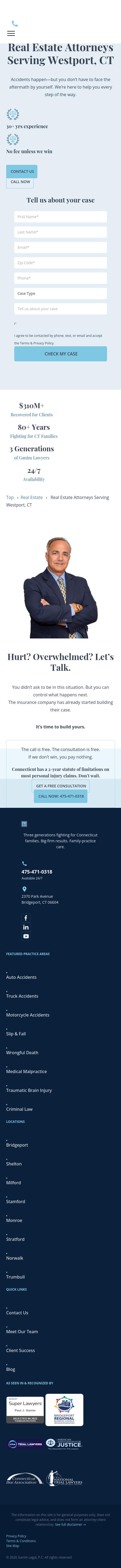Ganim Legal - Westport Real Estate Lawyers & Personal Injury Attorneys - Westport CT Lawyers