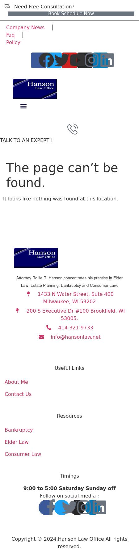 Hanson Law Office SC - Milwaukee WI Lawyers