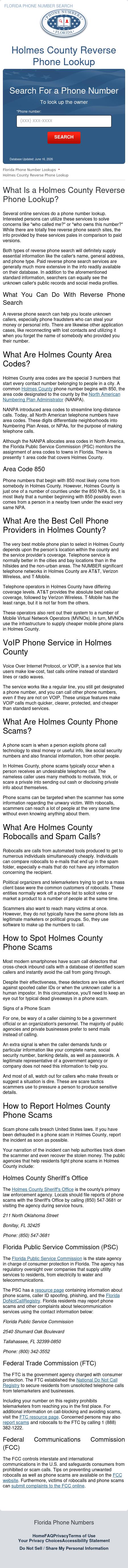 Holmes County Reverse Phone Lookup - Ponce De Leon FL Lawyers