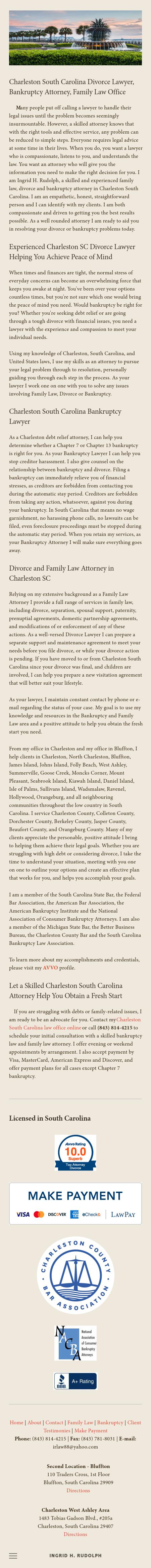 Ingrid H. Rudolph, P.C. - Charleston SC Lawyers