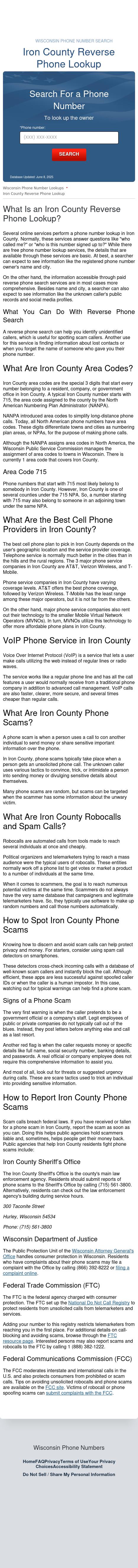Iron County Phone Numbers - Hurley WI Lawyers