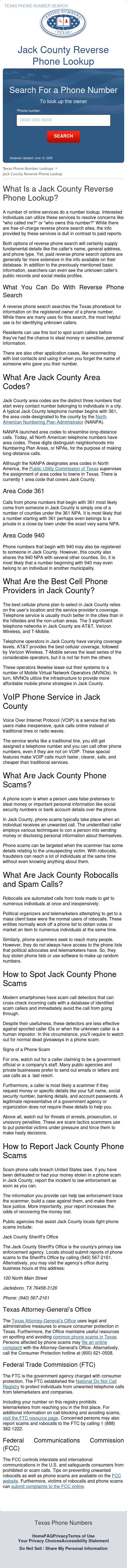 Jack County Reverse Phone Lookup - Jacksboro TX Lawyers