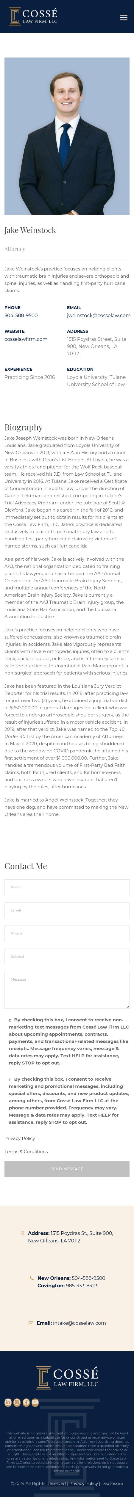 Jake Weinstock Personal injury Attorney - New Orleans LA Lawyers