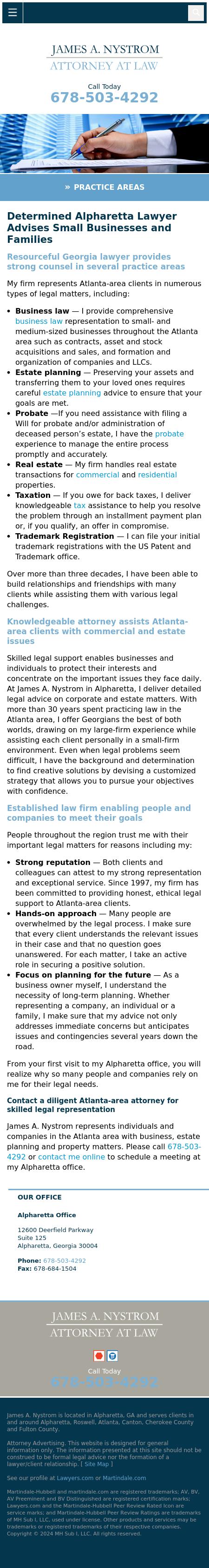 James A. Nystrom, Attorney at Law - Alpharetta GA Lawyers