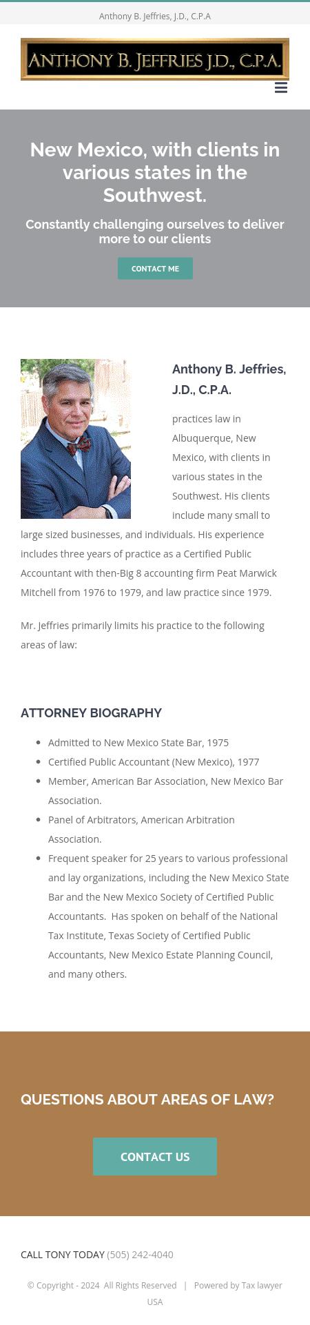 Jeffries Anthony B JD CPA - Los Ranchos NM Lawyers