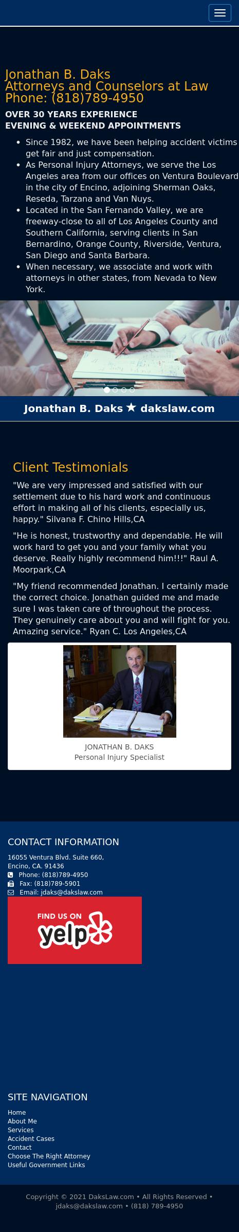 Jonathan B. Daks Auto Accidents & Personal Injury Attorneys - Encino CA Lawyers