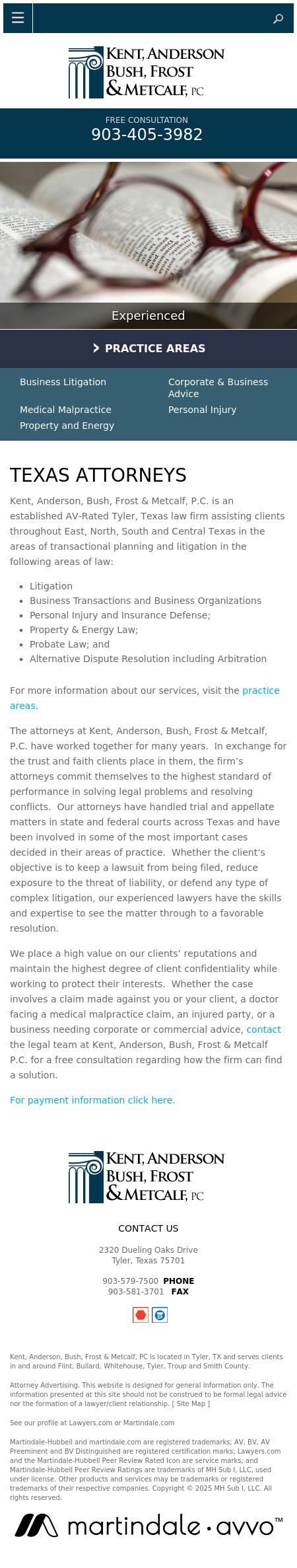 Kent Anderson Bush Frost & Metcalf PC - Tyler TX Lawyers