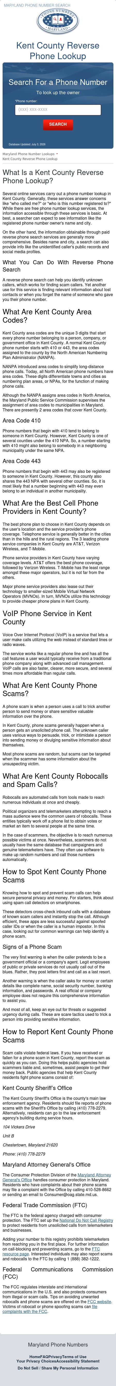 Kent County Phone Number Lookup - Chestertown MD Lawyers