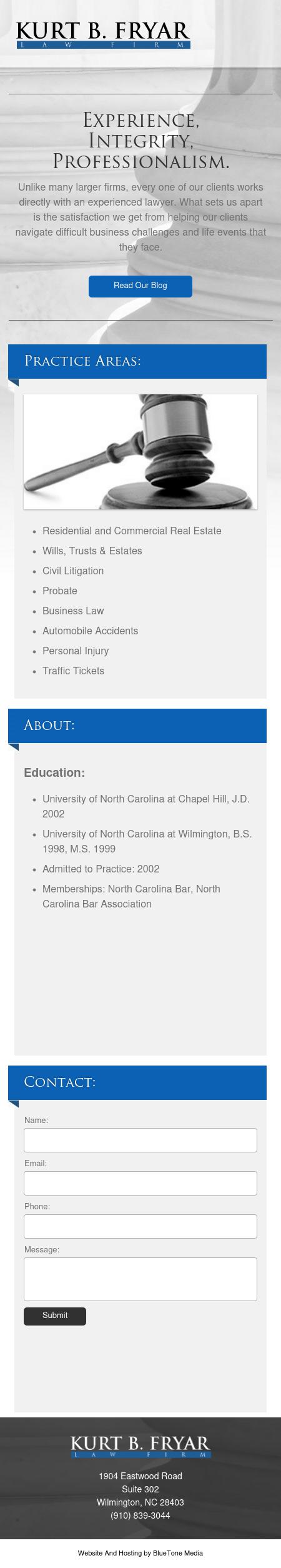 Kurt B Fryar Attorney at Law - Wilmington NC Lawyers