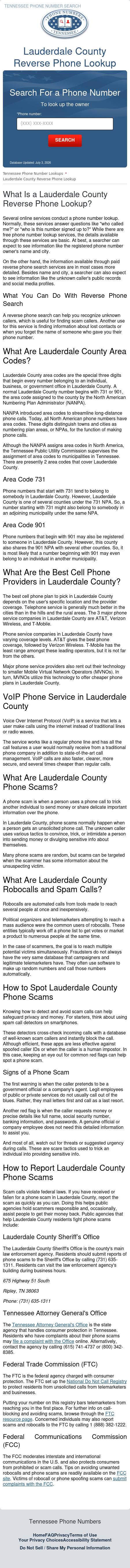Lauderdale County Phone Numbers - Ripley TN Lawyers