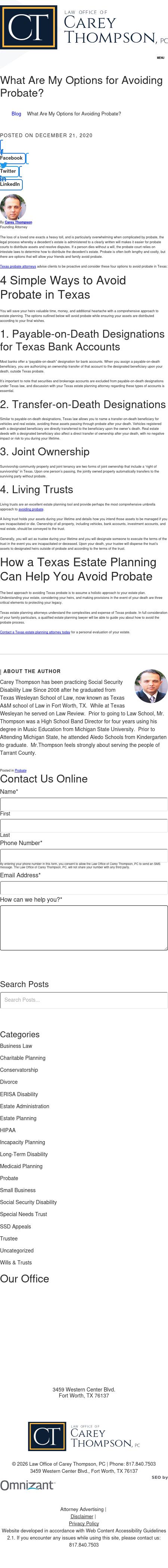 Law Office Of Carey Thompson, PC - Fort Worth TX Lawyers