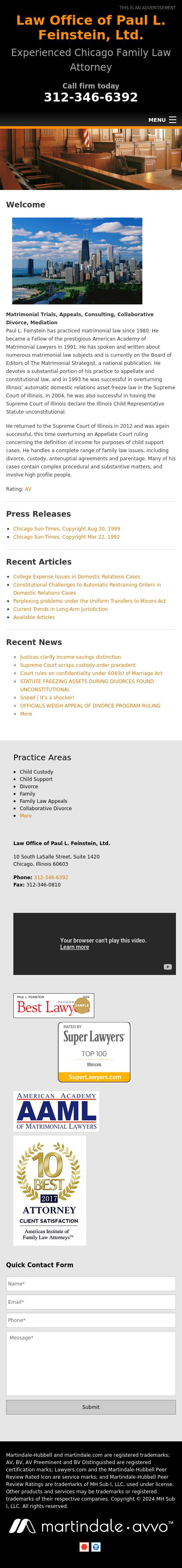 Law Office of Paul L. Feinstein, Ltd. - Chicago IL Lawyers