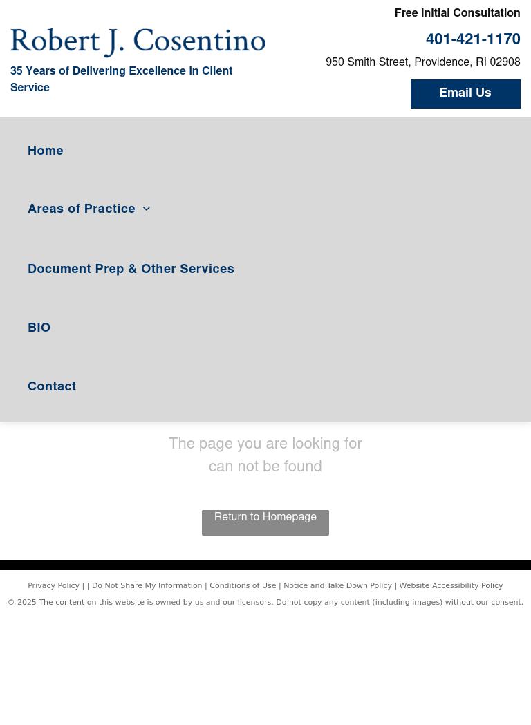 Law Office of Robert J. Cosentino - Providence RI Lawyers