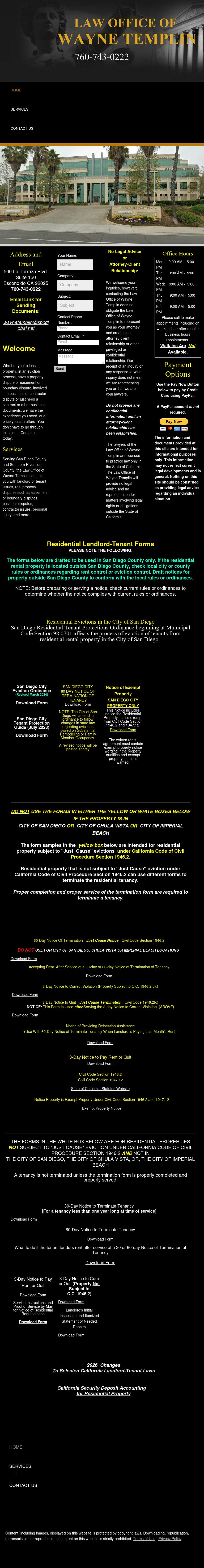 Law Office of Wayne Templin - Escondido CA Lawyers