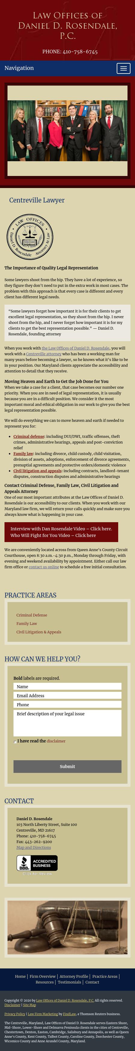 Law Offices of Daniel D. Rosendale, P.C. - Centreville MD Lawyers
