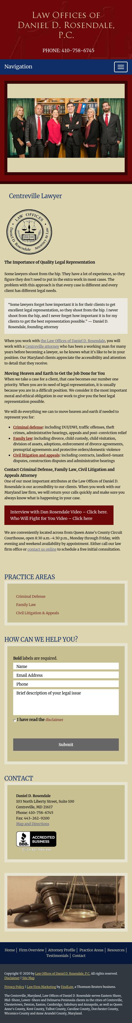 Law Offices of Daniel D. Rosendale, P.C. - Centreville MD Lawyers