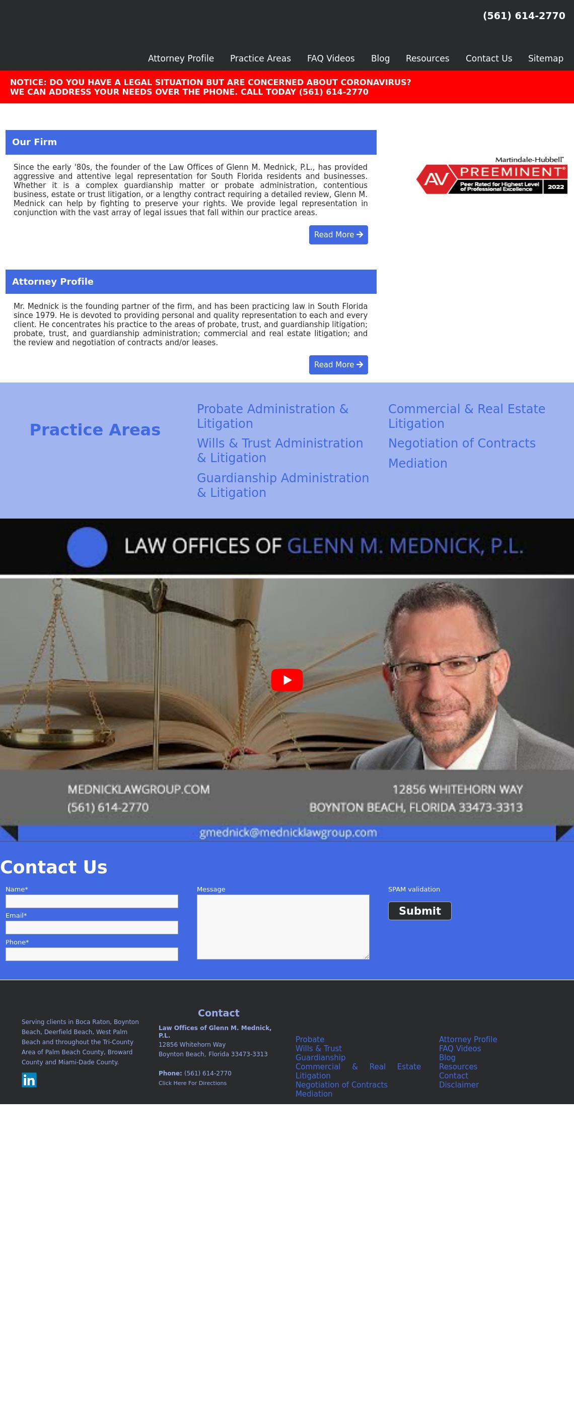 Law Offices of Glenn M. Mednick, P.L. - Boca Raton FL Lawyers