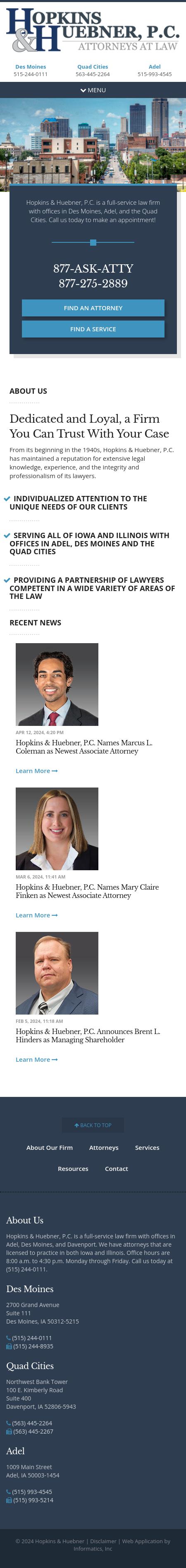 Law Offices of Hopkins & Huebner, P.C. - Des Moines IA Lawyers