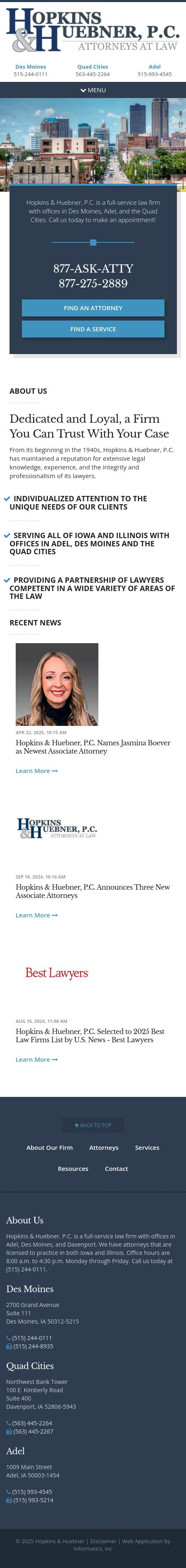 Law Offices of Hopkins & Huebner, P.C. - Des Moines IA Lawyers