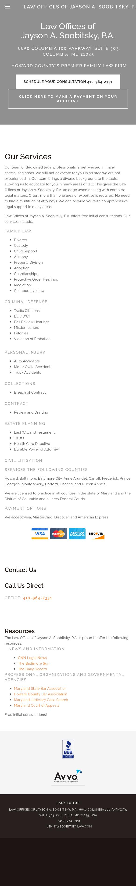 Law Offices of Jayson A. Soobitsky, P.A - Columbia MD Lawyers