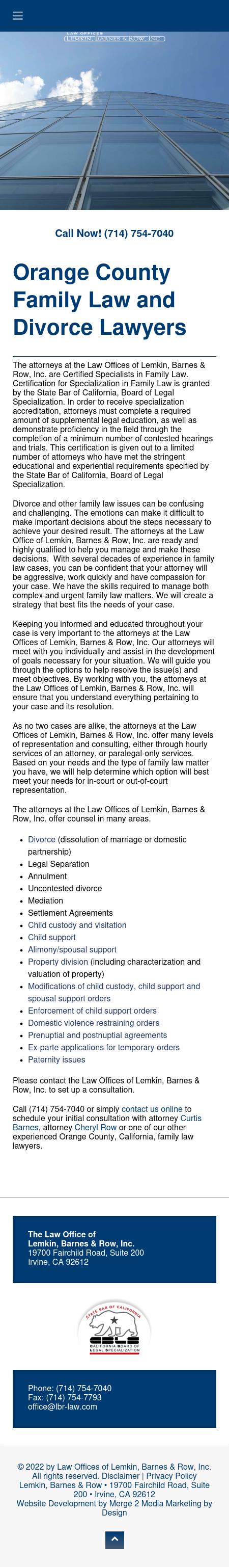 Law Offices of Lemkin, Barnes & Row, Inc. - Santa Ana CA Lawyers