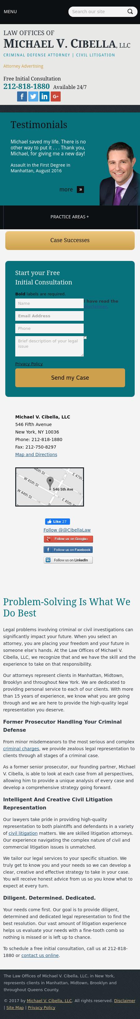 Law Offices of Michael V. Cibella, LLC - New York NY Lawyers