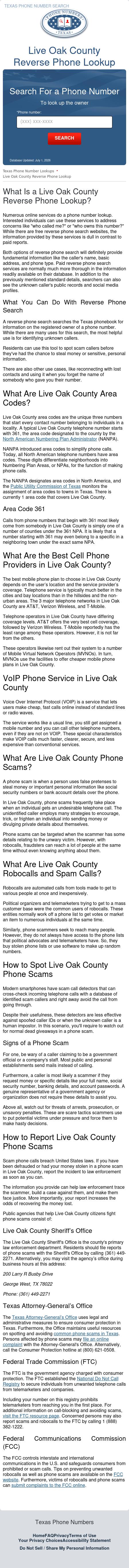 Live Oak County Reverse Phone Lookup - George West TX Lawyers