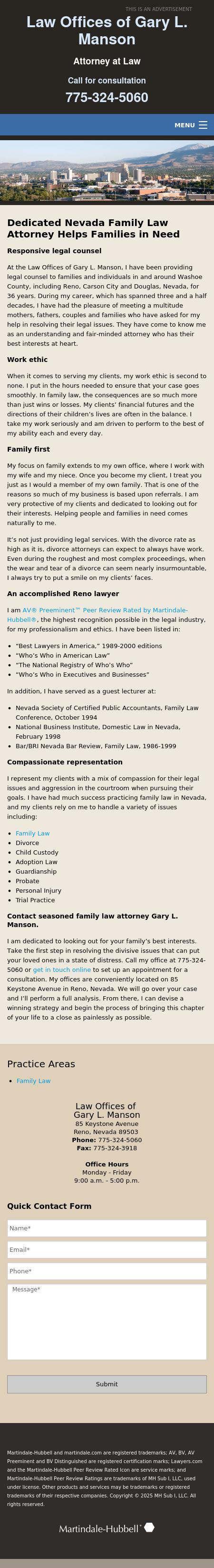 Manson Gary L Attorney - Reno NV Lawyers