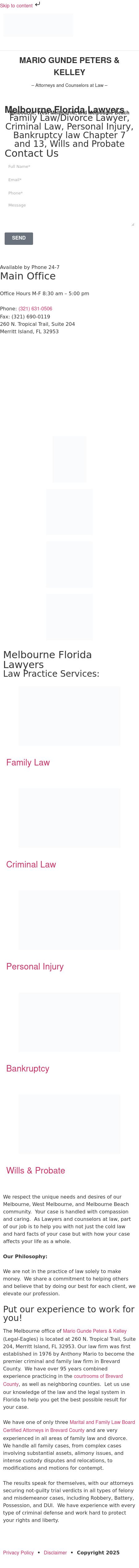 Mario Gunde Peters & Kelley - Melbourne FL Lawyers