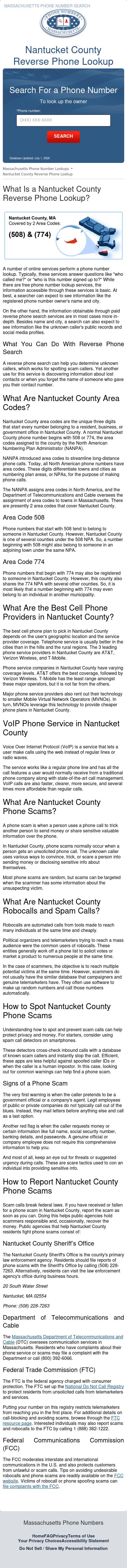 Nantucket County Phone Number Search - Nantucket MA Lawyers