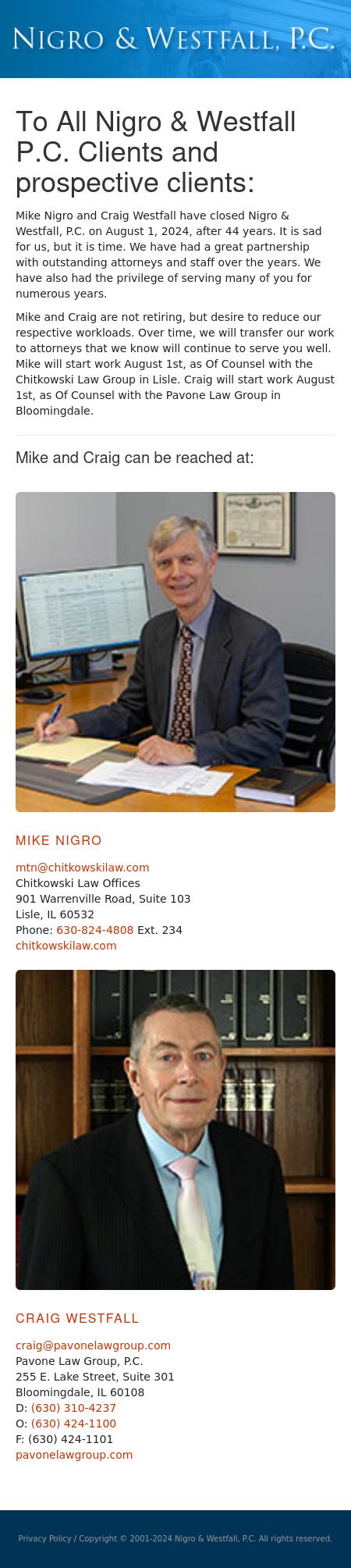 Nigro & Westfall Gryska - Glendale Heights IL Lawyers