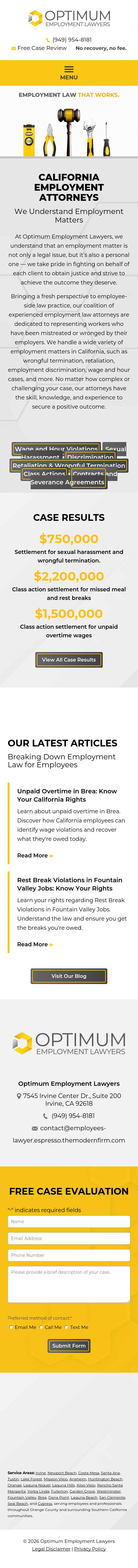 Optimum Employment Lawyers - Irvine CA Lawyers