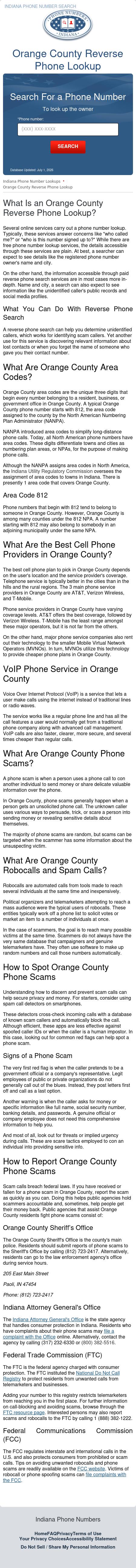 Orange County Phone Number Search - Orleans IN Lawyers