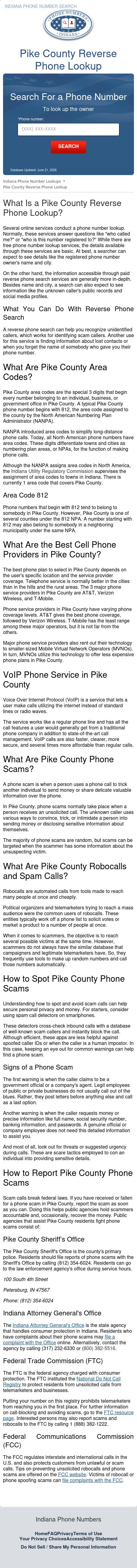 Pike County Phone Number Search - Petersburg IN Lawyers