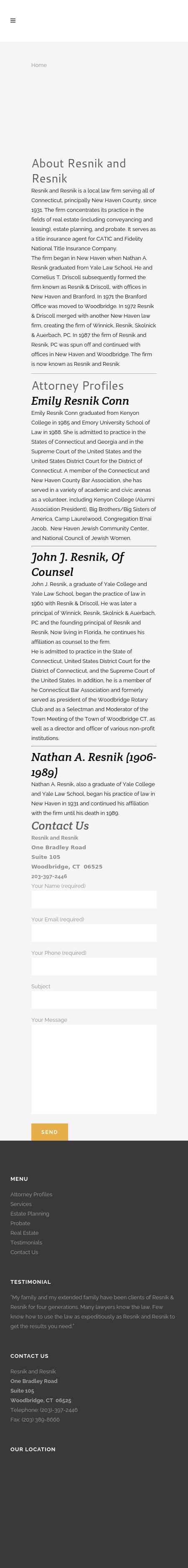 Resnik and Resnik - Woodbridge CT Lawyers