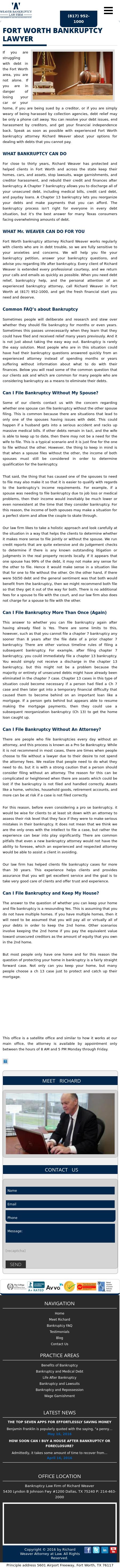Richard M. Weaver Bankruptcy Attorney - Fort Worth TX Lawyers