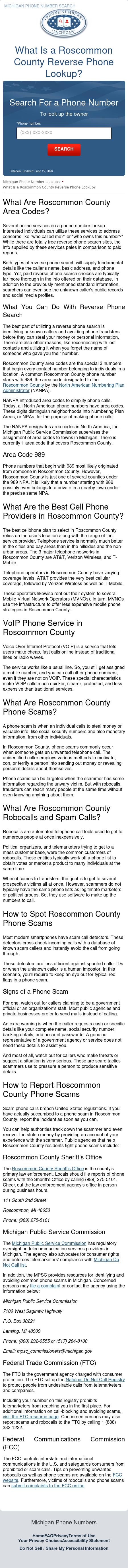 Roscommon County Phone Number Lookup - Roscommon MI Lawyers
