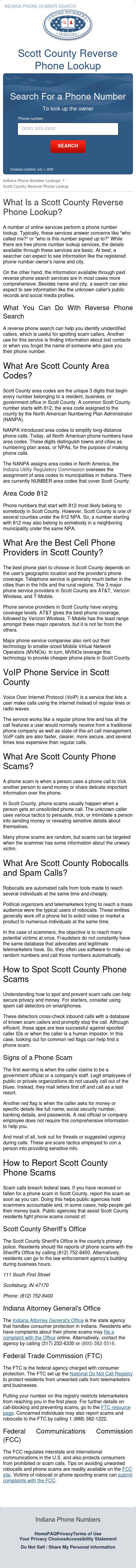 Scott County Phone Number Search - Scottsburg IN Lawyers