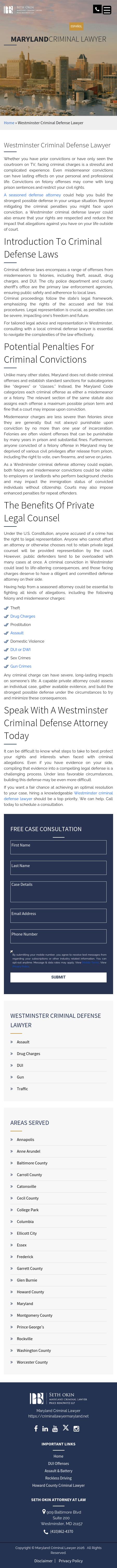 Seth Okin Criminal Defense Attorney Westminster, MD  - Westminster MD Lawyers