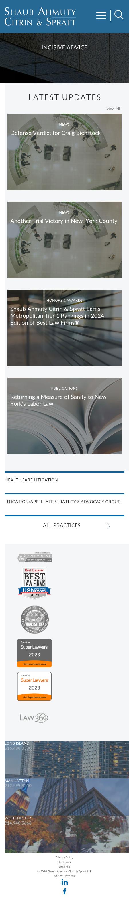 Shaub, Ahmuty, Citrin & Spratt - New York NY Lawyers
