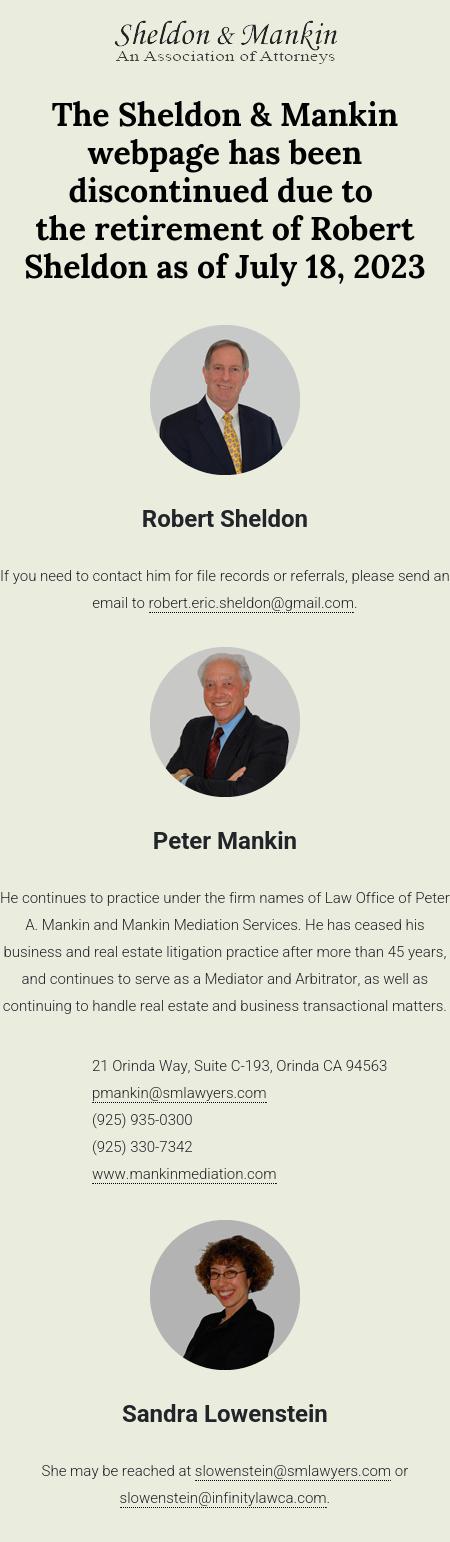 Sheldon And Mankin - Walnut Creek CA Lawyers