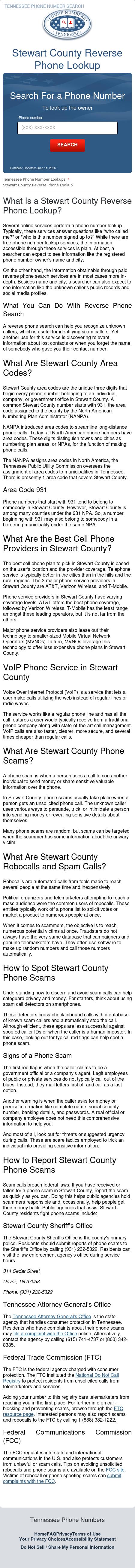 Stewart County Phone Numbers - Dover TN Lawyers