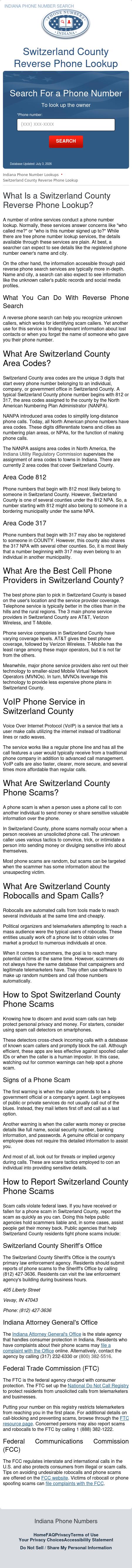 Switzerland County Phone Number Search - Vevay IN Lawyers