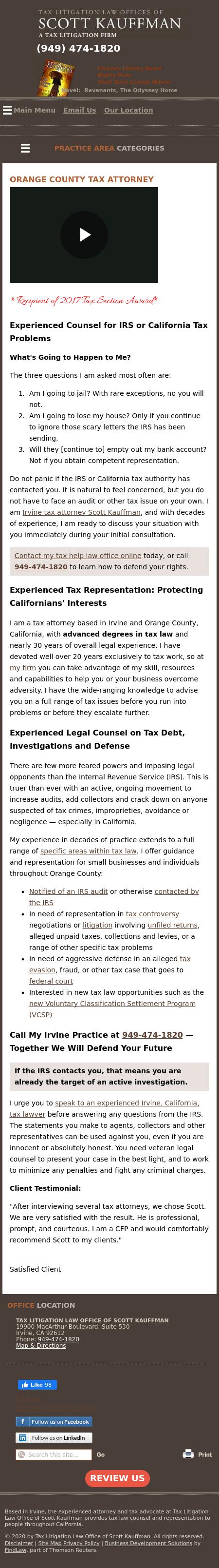 Tax Litigation Law Office of Scott Kauffman - Irvine CA Lawyers