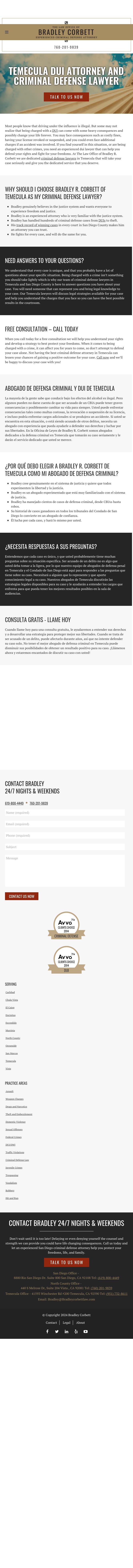 The Law Office of Bradley R Corbett, Criminal Defense Attorney - Temecula CA Lawyers